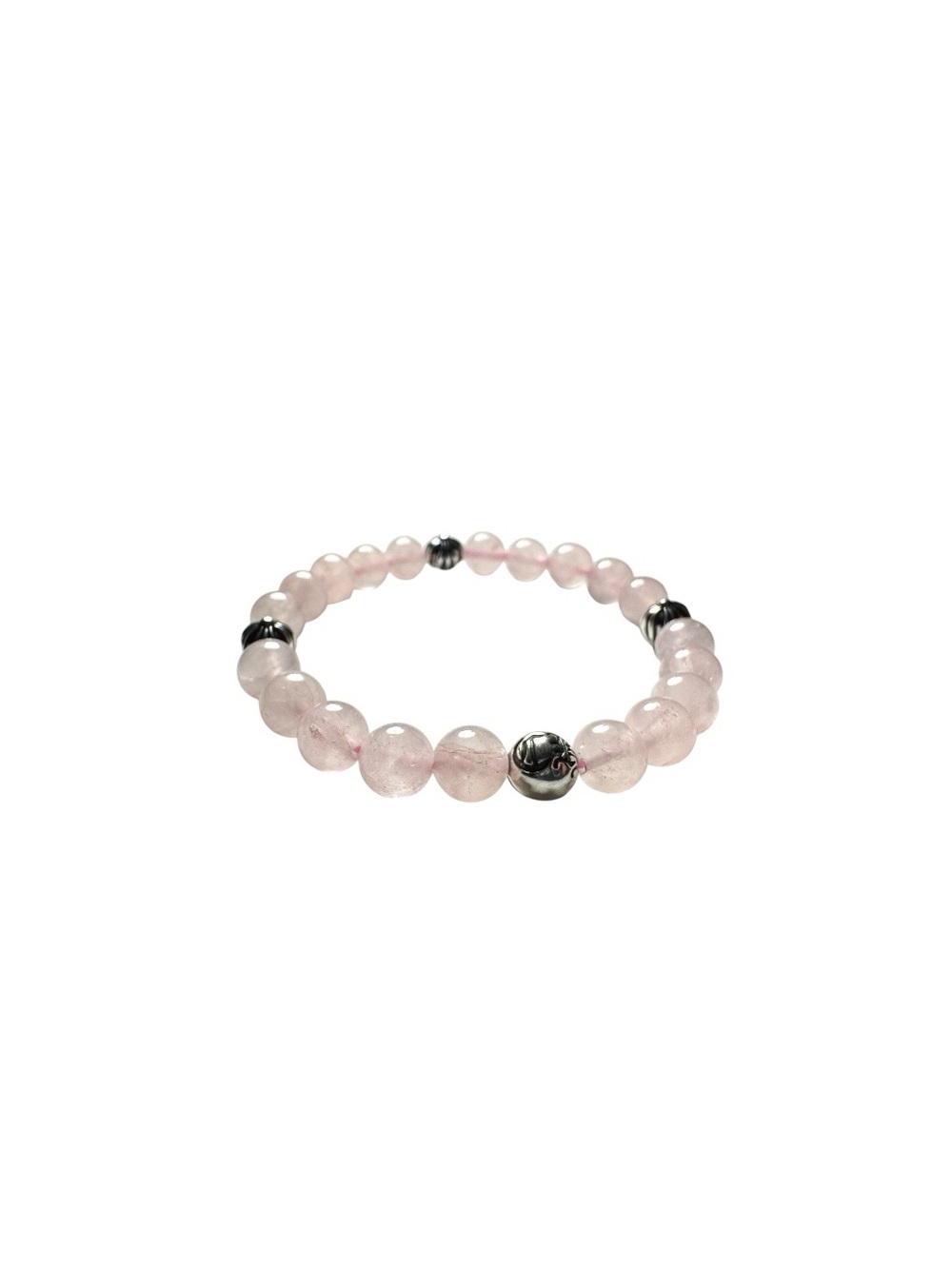 Rare Chrome Hearts Rose Quartz Beaded Bracelet Sterling Silver Accents